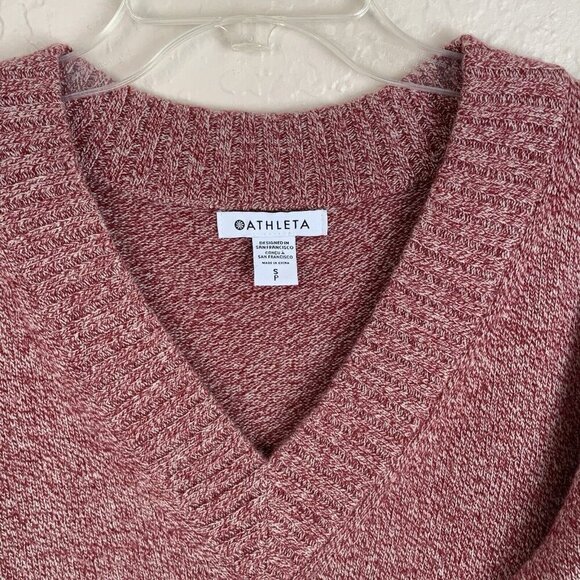 Athleta Vital V-Neck Tunic Sweater Womens Small Cashmere Wool Blend Knit Red - Picture 6 of 11